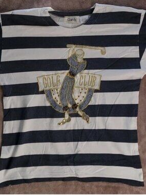 Gardy Golf Club One Size Striped Long Sleeve Shirt 100% Cotton Women Shirt